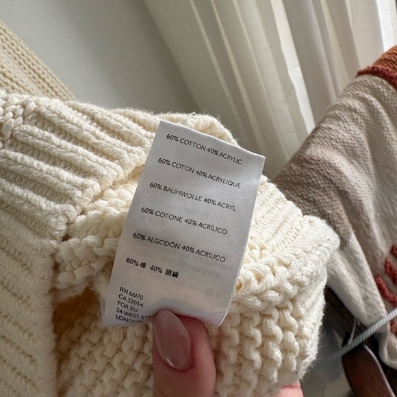 Free People Dream Cable Knit Sweater | Oversized Cream Cozy Boho - Picture 9 of 13